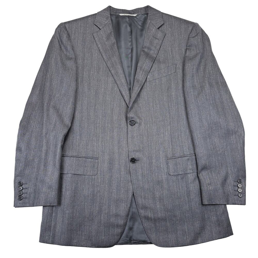 Canali Renaissance Blazer Men 42R Gray Wool Silk Linen Herringbone Italy